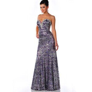 CINDERELLA Sequin & Rhinestone Gown in Purple / Size 8